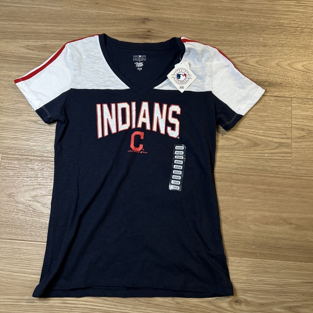 New NWT Cleveland Indians Baseball Shirt‎ Women's Medium Blue